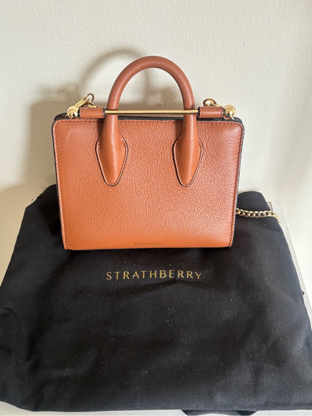 Strathberry Nano Tote in Chestnut w/ Crossbody Strap, Dust Bag, Auth Card & Box - Picture 4 of 9